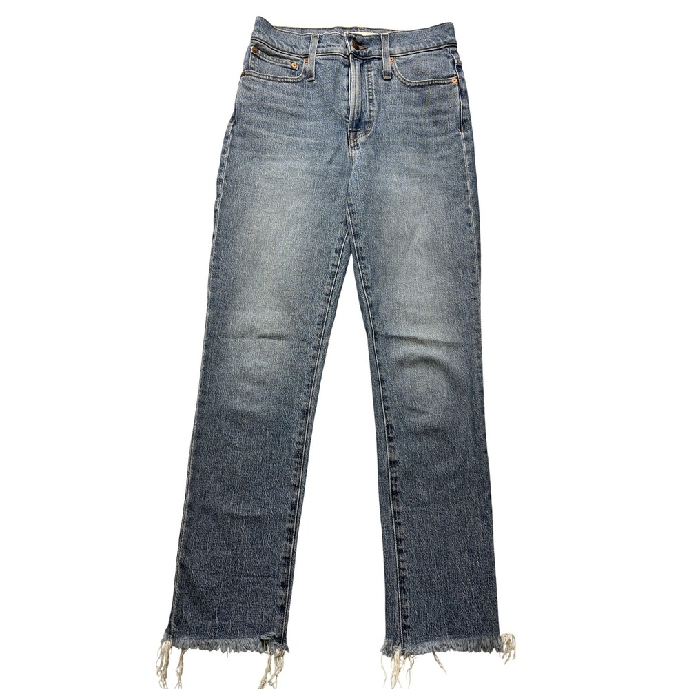 Madewell The Perfect Vintage Jeans Womens 25 Blue High Rise Straight Raw Hem